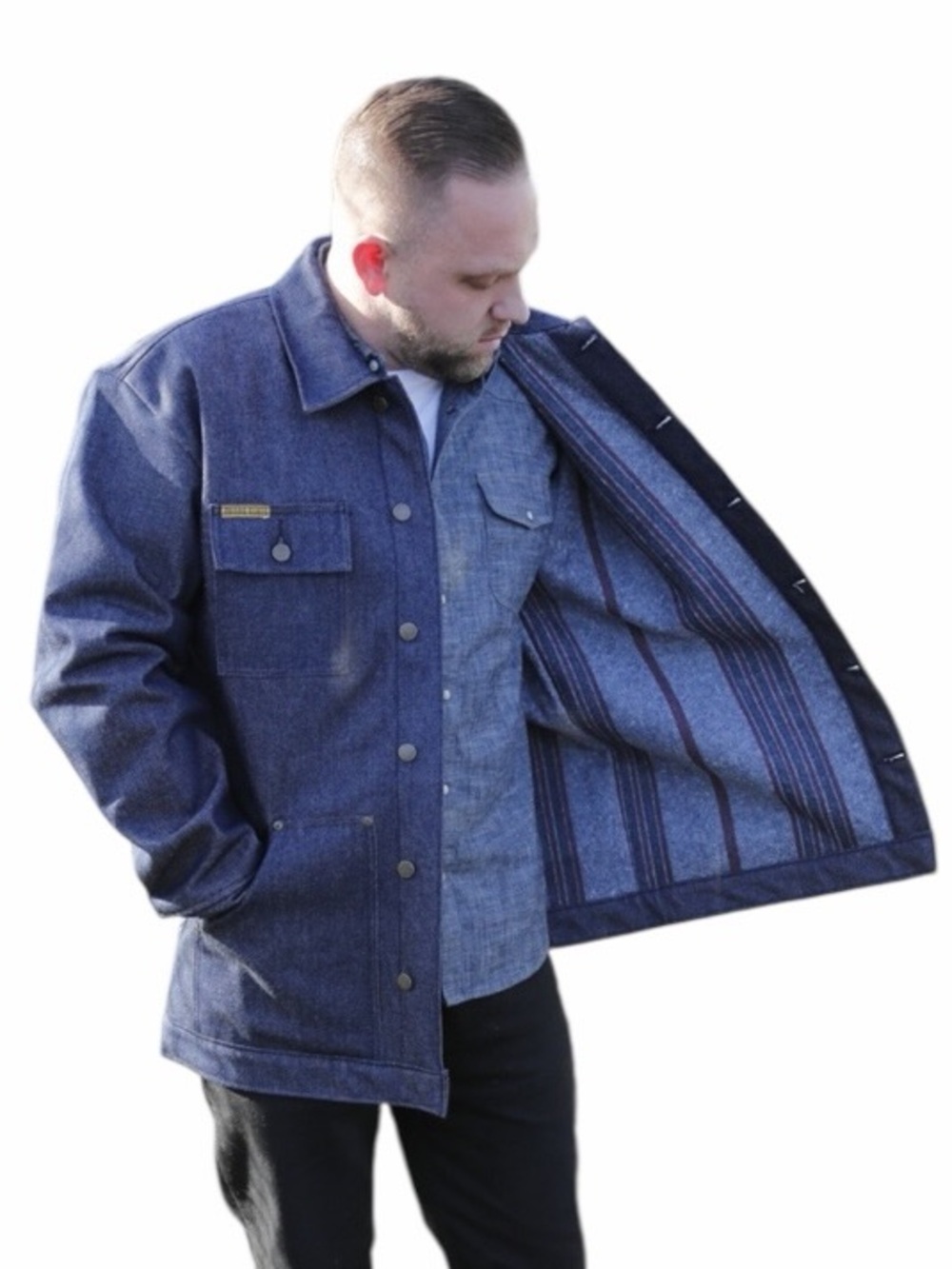 Prison Blues Lined Rigid Dark Blue Denim Yard Coat